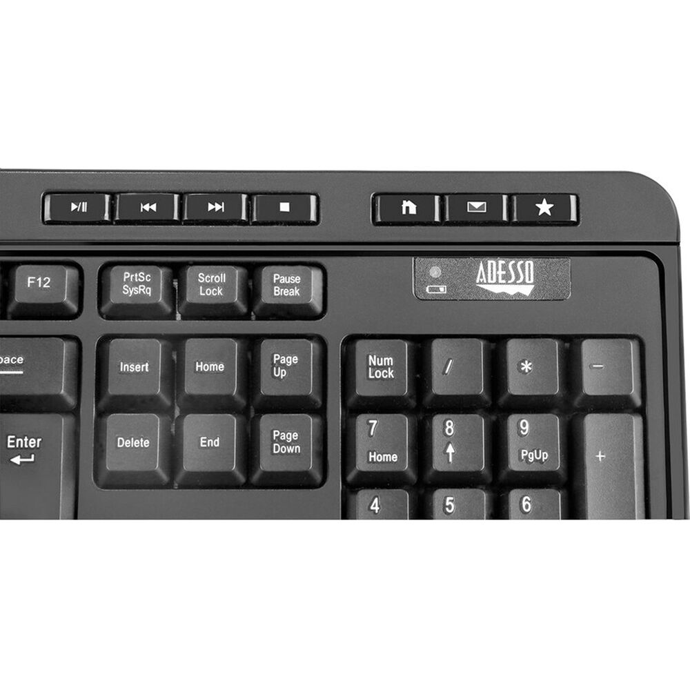 Adesso antimicrobial wireless keyboard and mouse combo with desktop receiver and hot keys — view 3