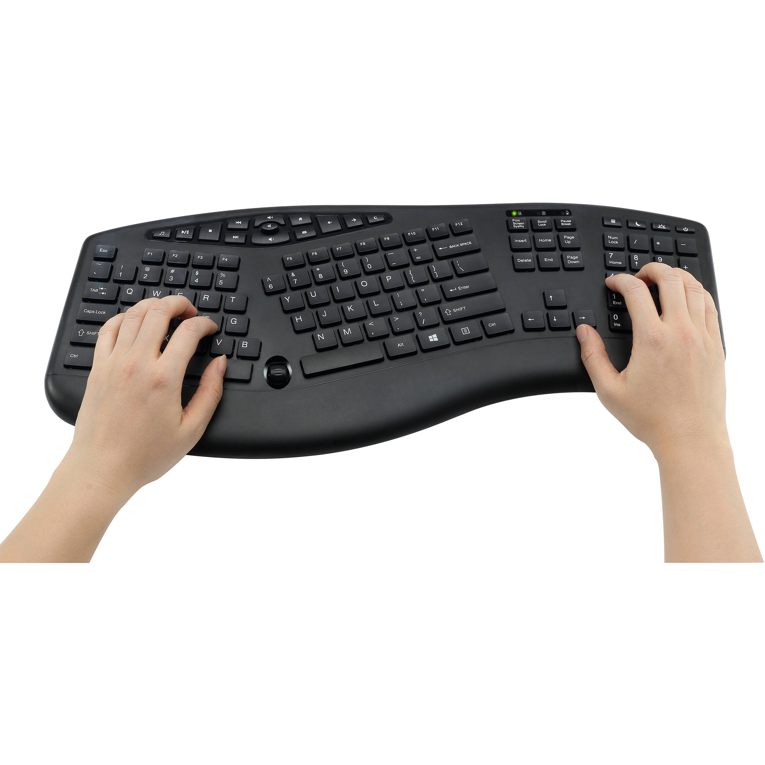 Adesso WKB-1600CB wireless ergonomic keyboard and optical mouse set with split key zones — view 11