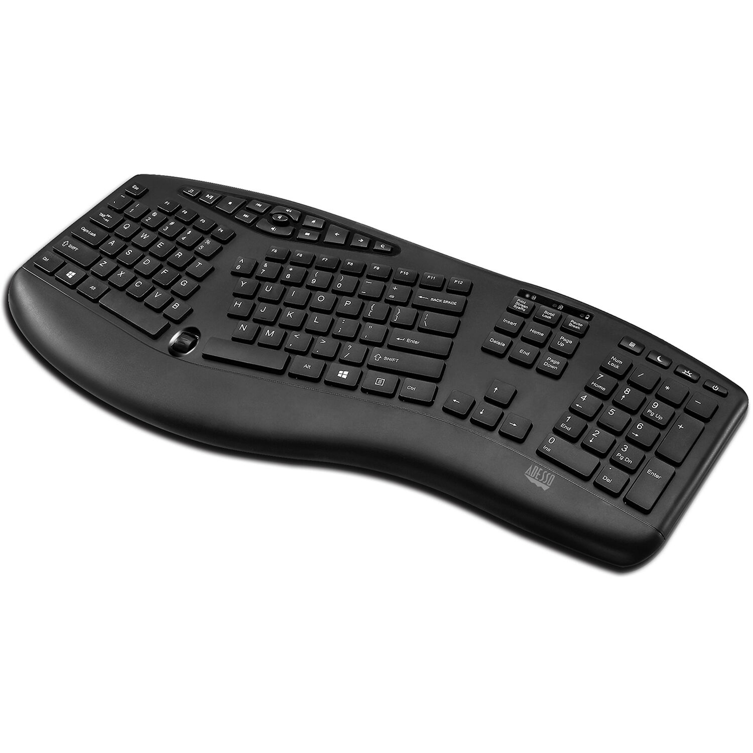 Adesso WKB-1600CB wireless ergonomic keyboard and optical mouse set with split key zones — view 4