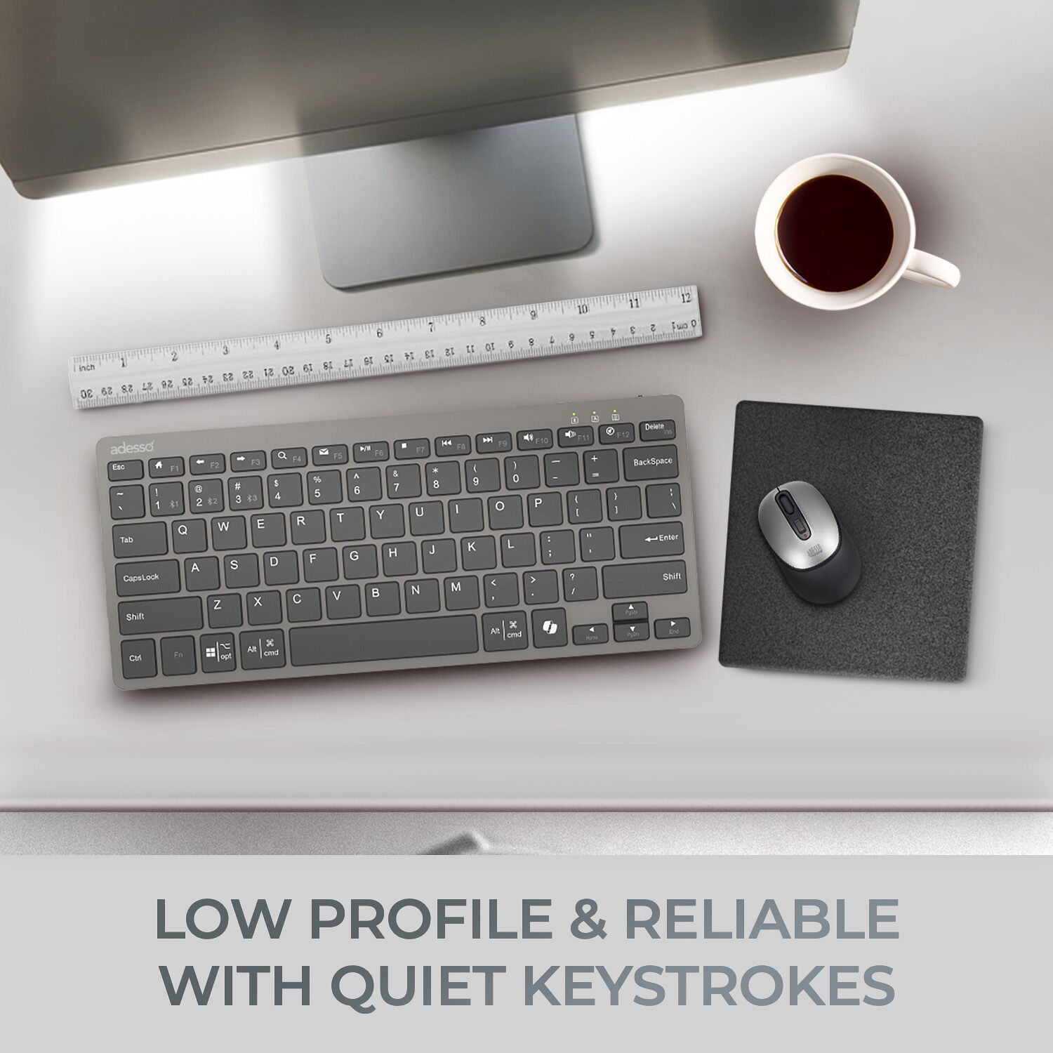 Adesso WKB-7000BB Bluetooth keyboard with CoPilot AI key and compact mini scissor-switch layout — view 11