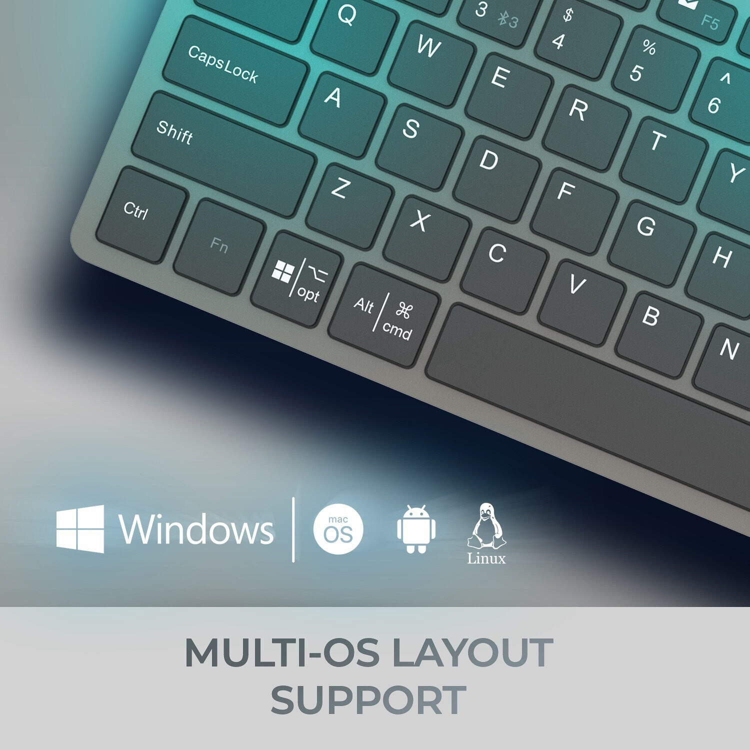 Adesso WKB-7000BB Bluetooth keyboard with CoPilot AI key and compact mini scissor-switch layout — view 13