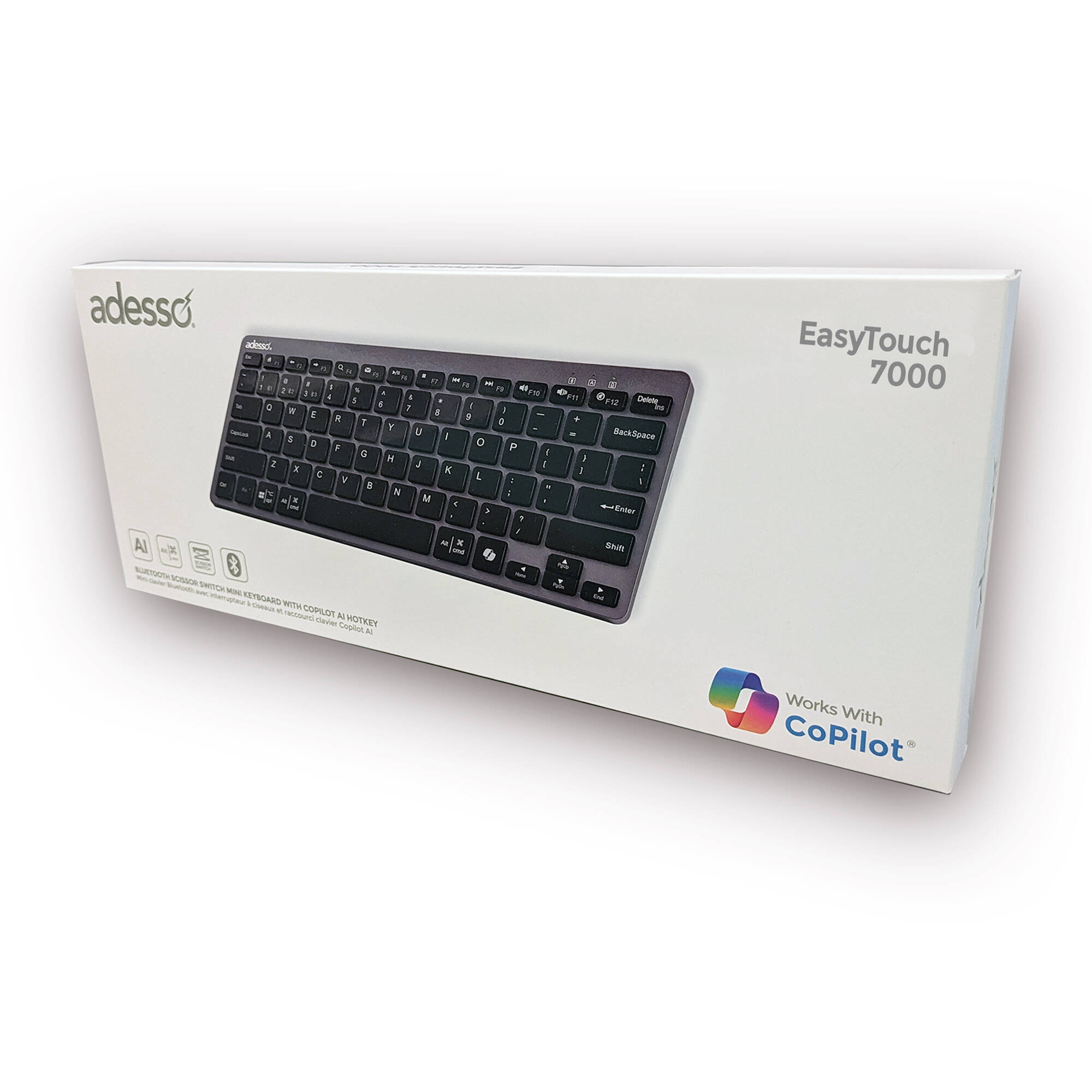 Adesso WKB-7000BB Bluetooth keyboard with CoPilot AI key and compact mini scissor-switch layout — view 14