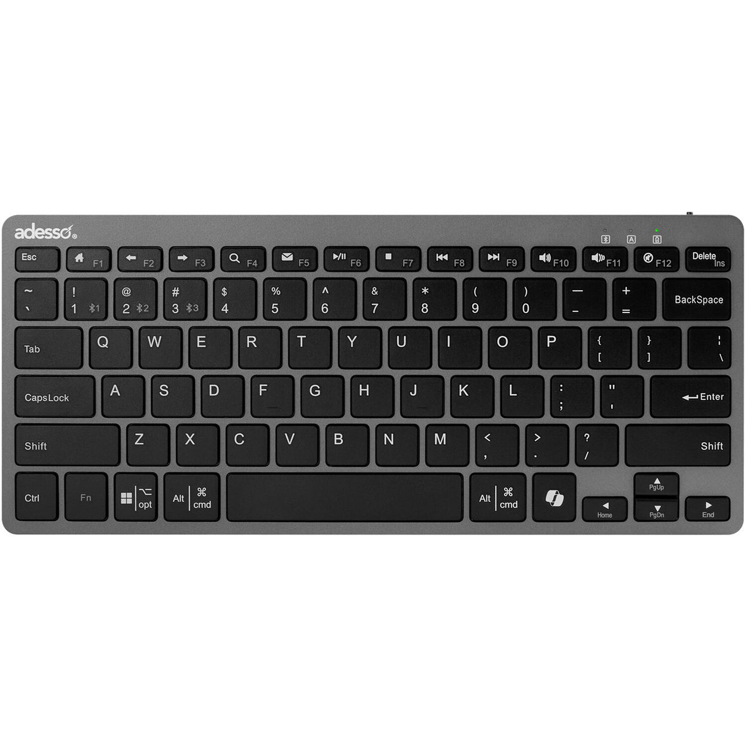 Adesso WKB-7000BB Bluetooth keyboard with CoPilot AI key and compact mini scissor-switch layout — view 3