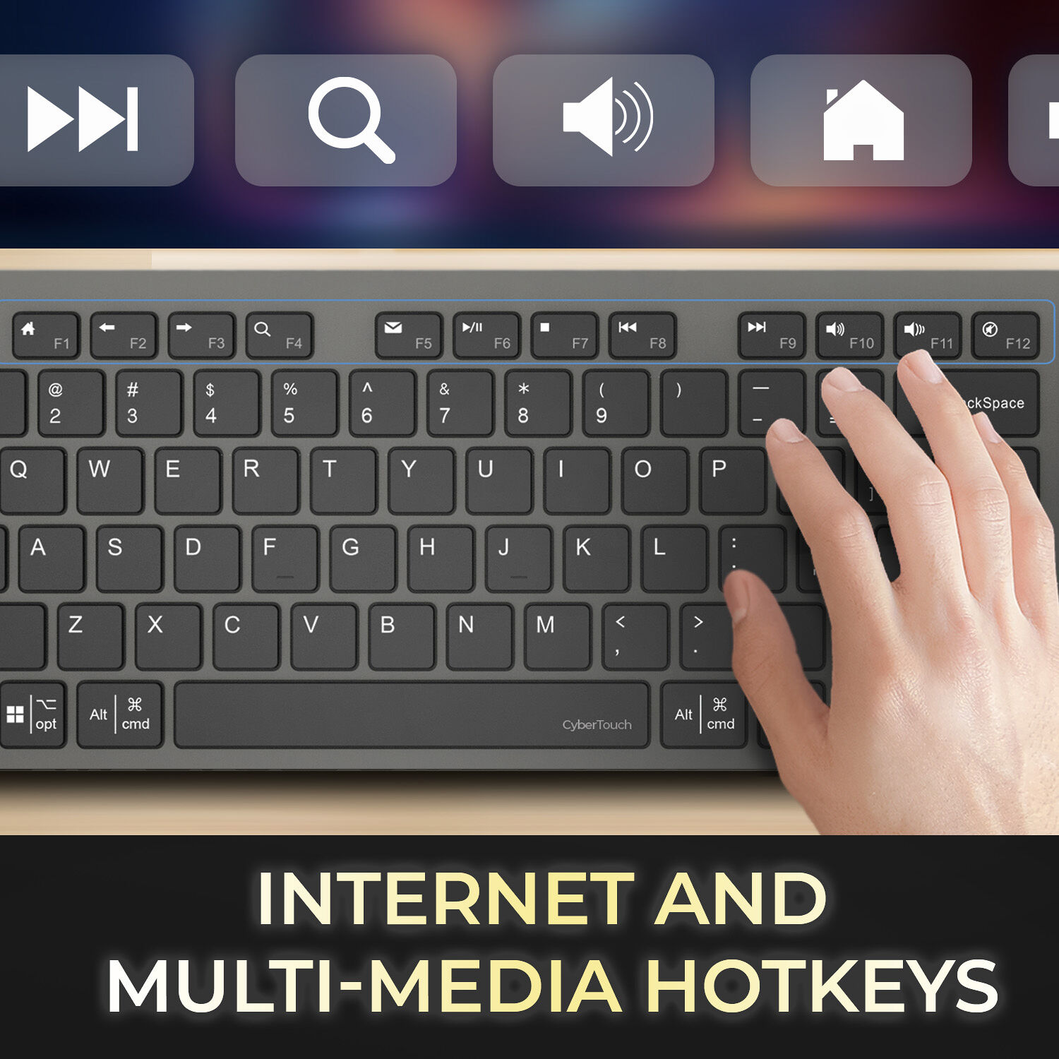 Adesso WKB-7300CB wireless keyboard and mouse combo with Copilot AI hotkey and USB-C receiver — view 10