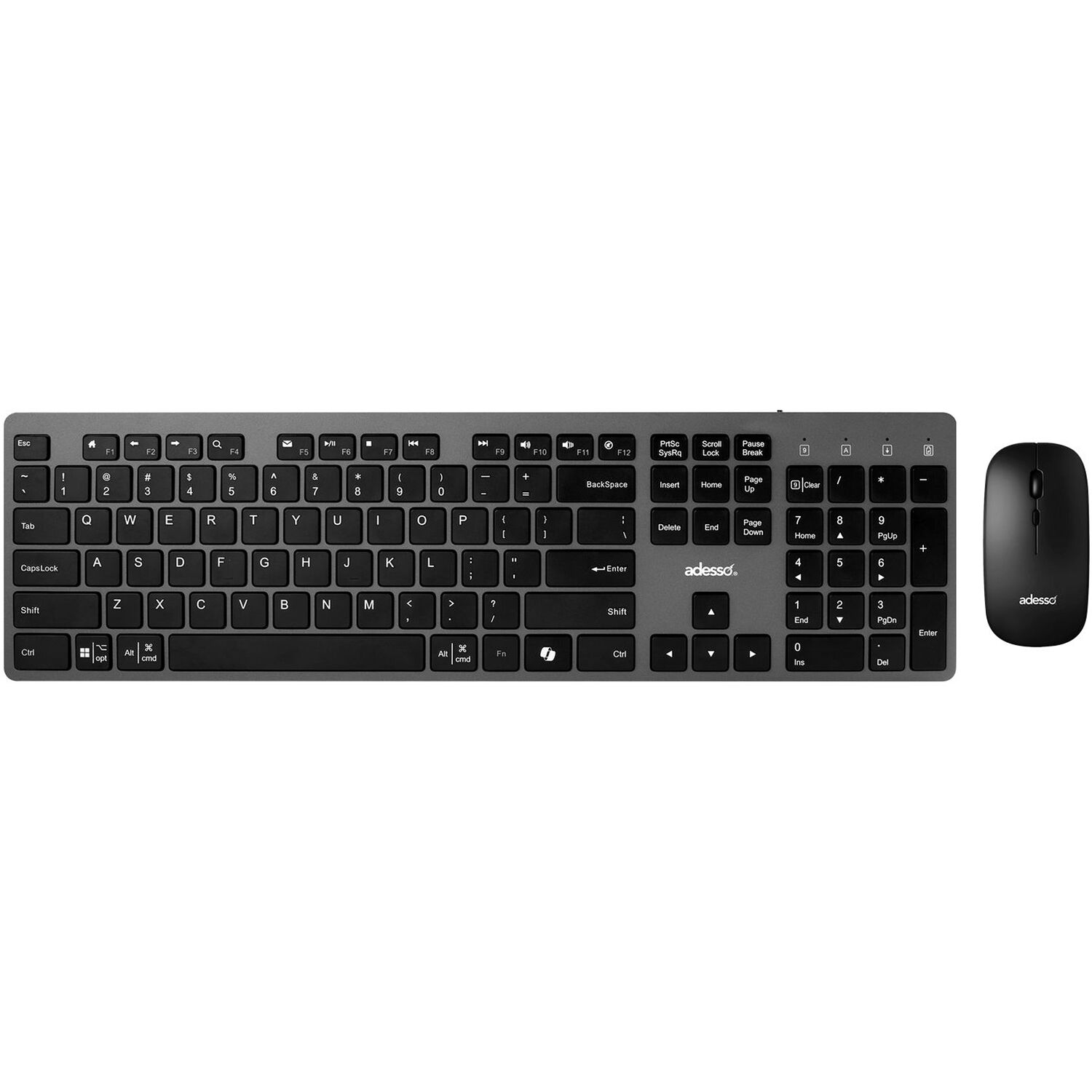 Adesso WKB-7300CB wireless keyboard and mouse combo with Copilot AI hotkey and USB-C receiver — view 2