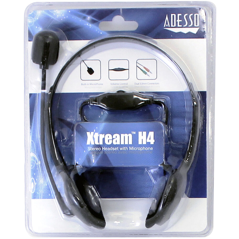 Adesso XTREAM H4 stereo wired headset with microphone and dual 3.5 mm connectors — view 8
