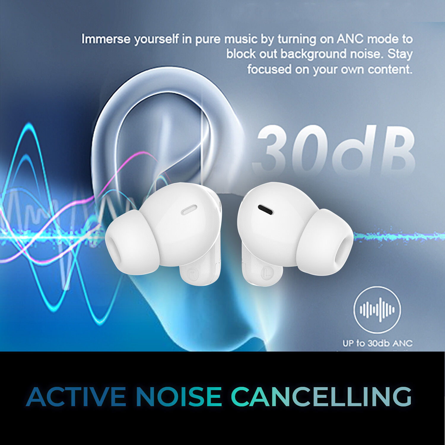 Adesso Xtream T2 true wireless noise-cancelling earbuds with charging case — view 5