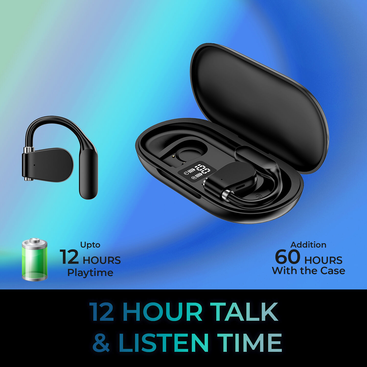 ADESSO INNOVATION INC B/T OPEN EAR SPORTS EARBUDS W/CHARGING CASE TOUCHSCREEN CONT — view 4