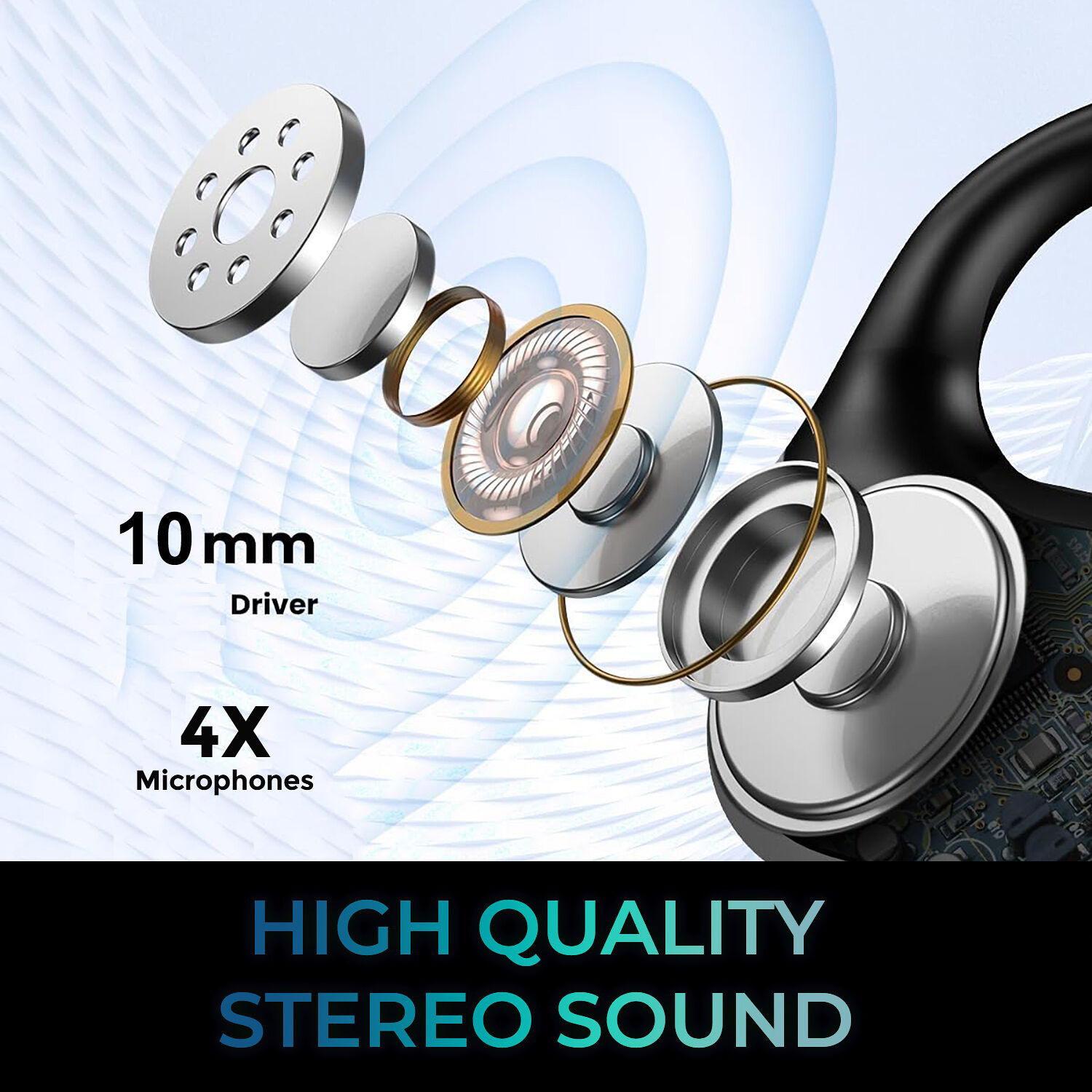 ADESSO INNOVATION INC B/T OPEN EAR SPORTS EARBUDS W/CHARGING CASE TOUCHSCREEN CONT — view 5