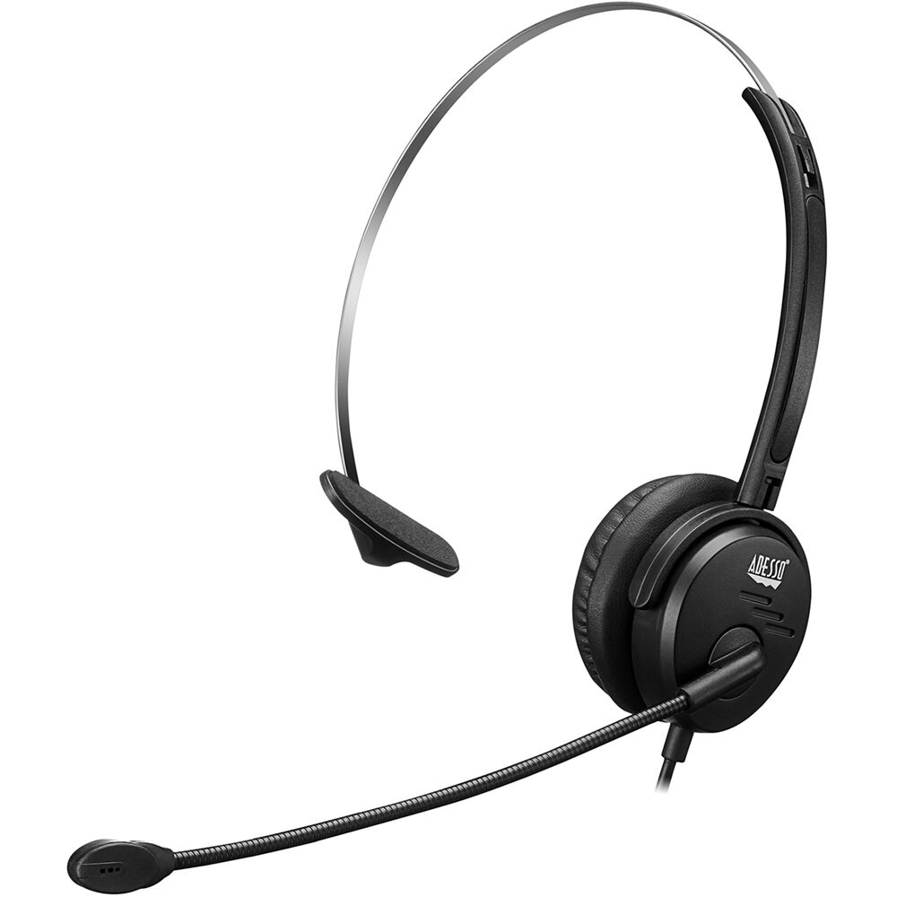 Adesso XTREAMP1 mono USB headset with adjustable microphone and in-line controls — view 2