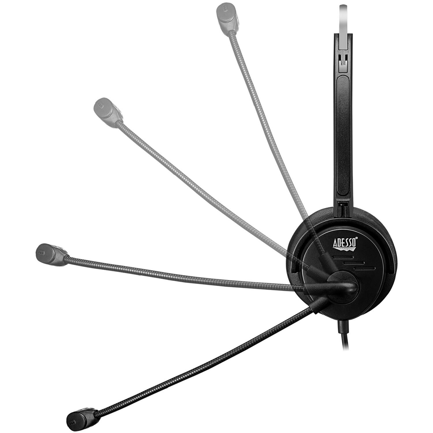 Adesso XTREAMP1 mono USB headset with adjustable microphone and in-line controls — view 4
