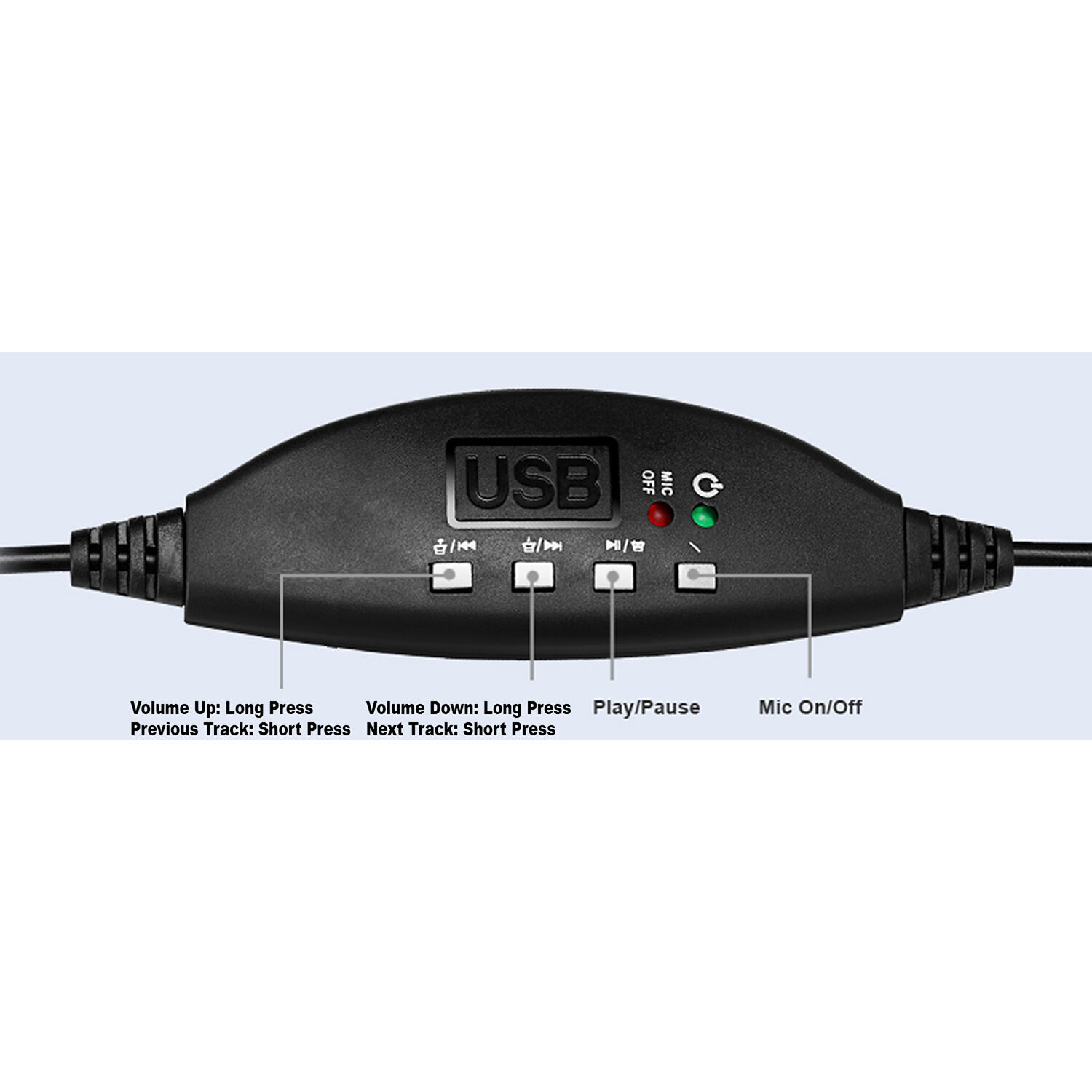 Adesso XTREAMP1 mono USB headset with adjustable microphone and in-line controls — view 6