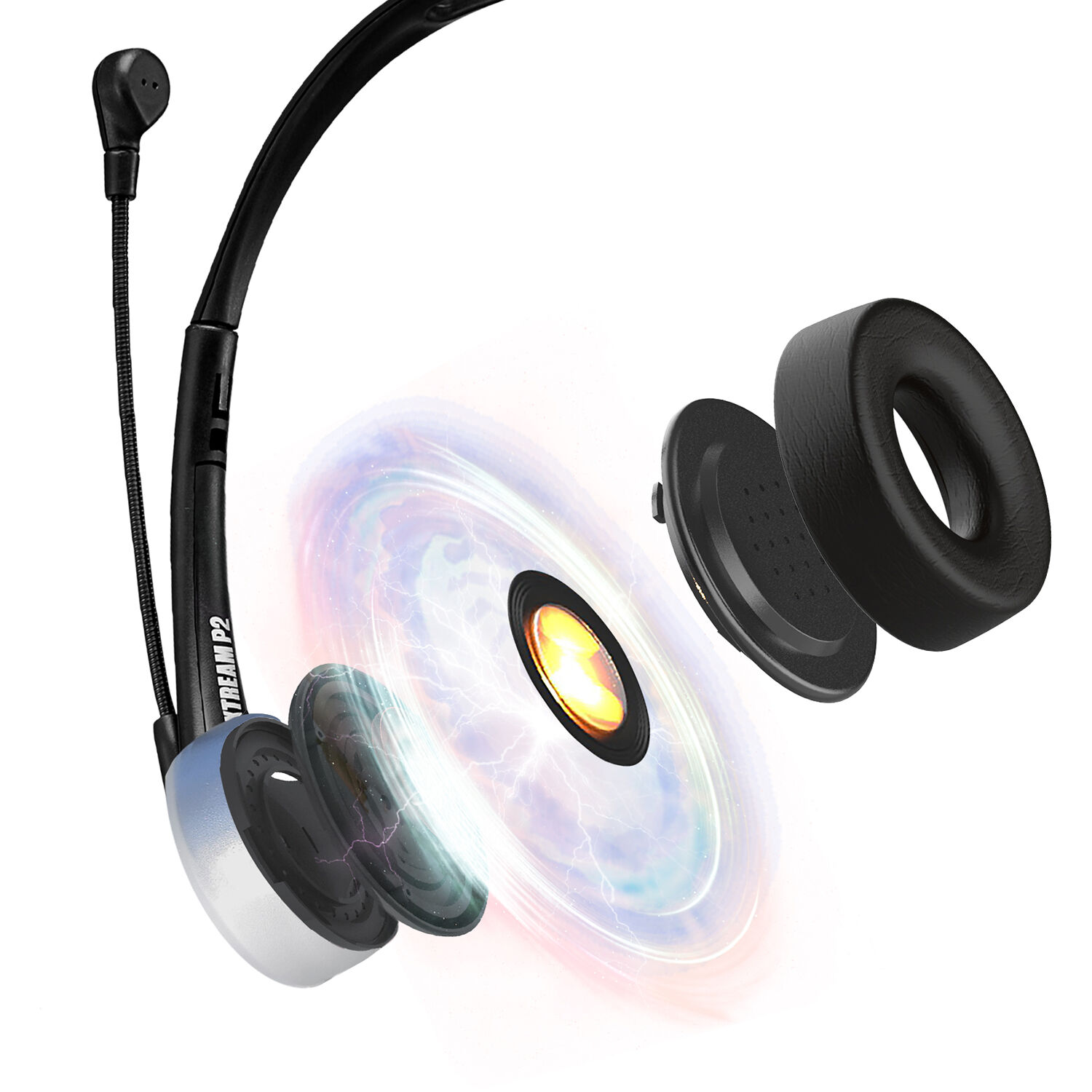 Adesso XTREAM P2 wired USB headset with adjustable microphone and removable earpads — view 8