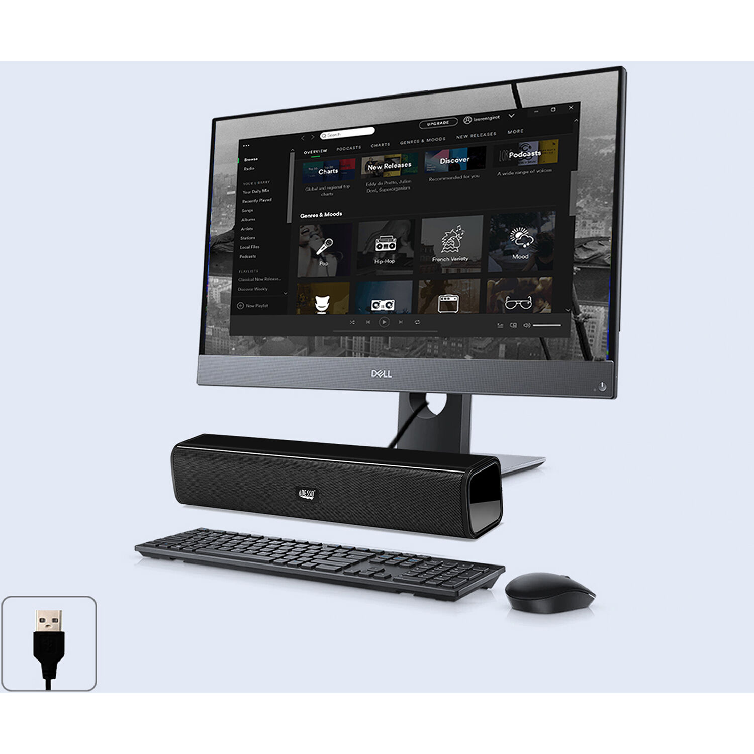 Adesso Xtream S5 USB multimedia soundbar for desktop stereo audio — view 4