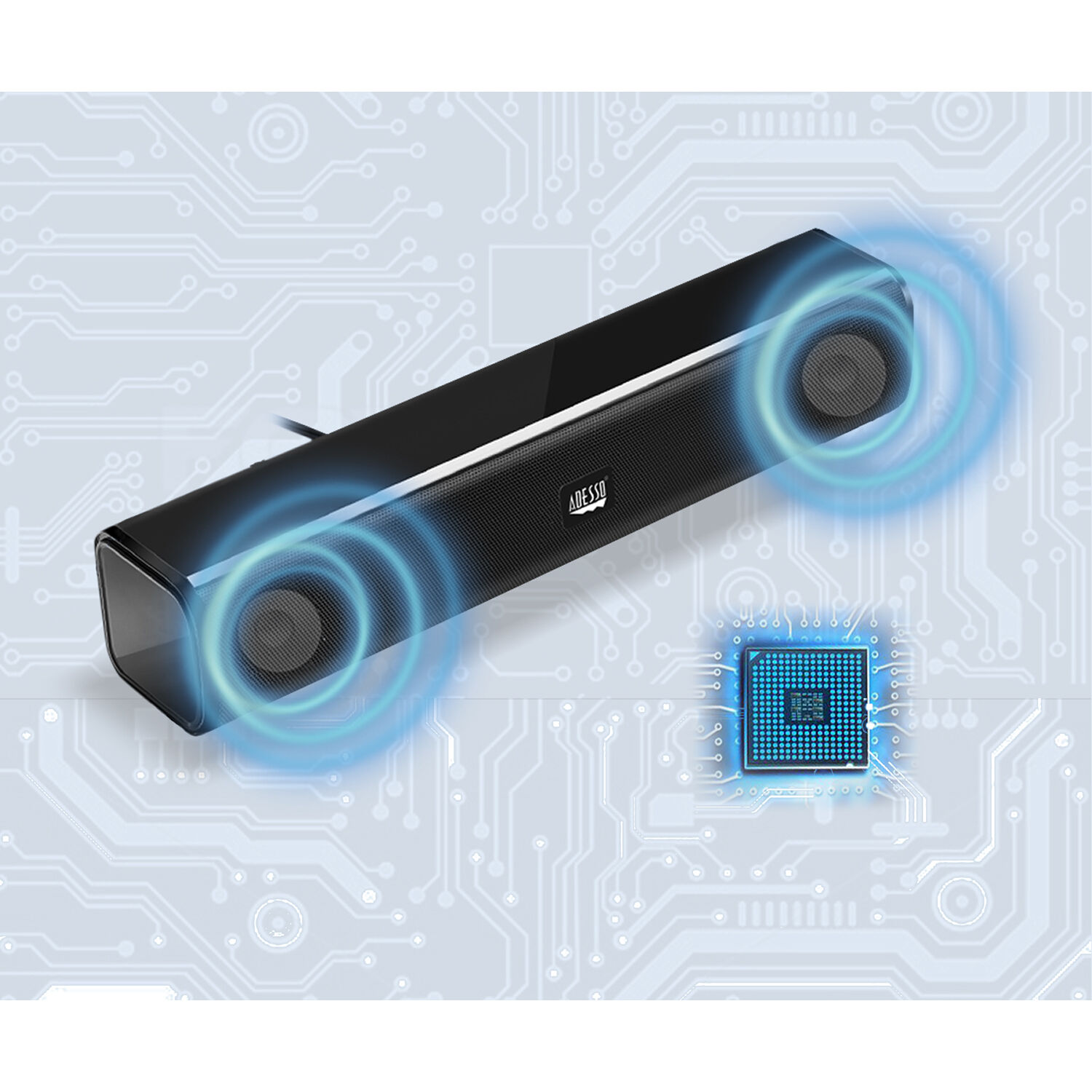 Adesso Xtream S5 USB multimedia soundbar for desktop stereo audio — view 5