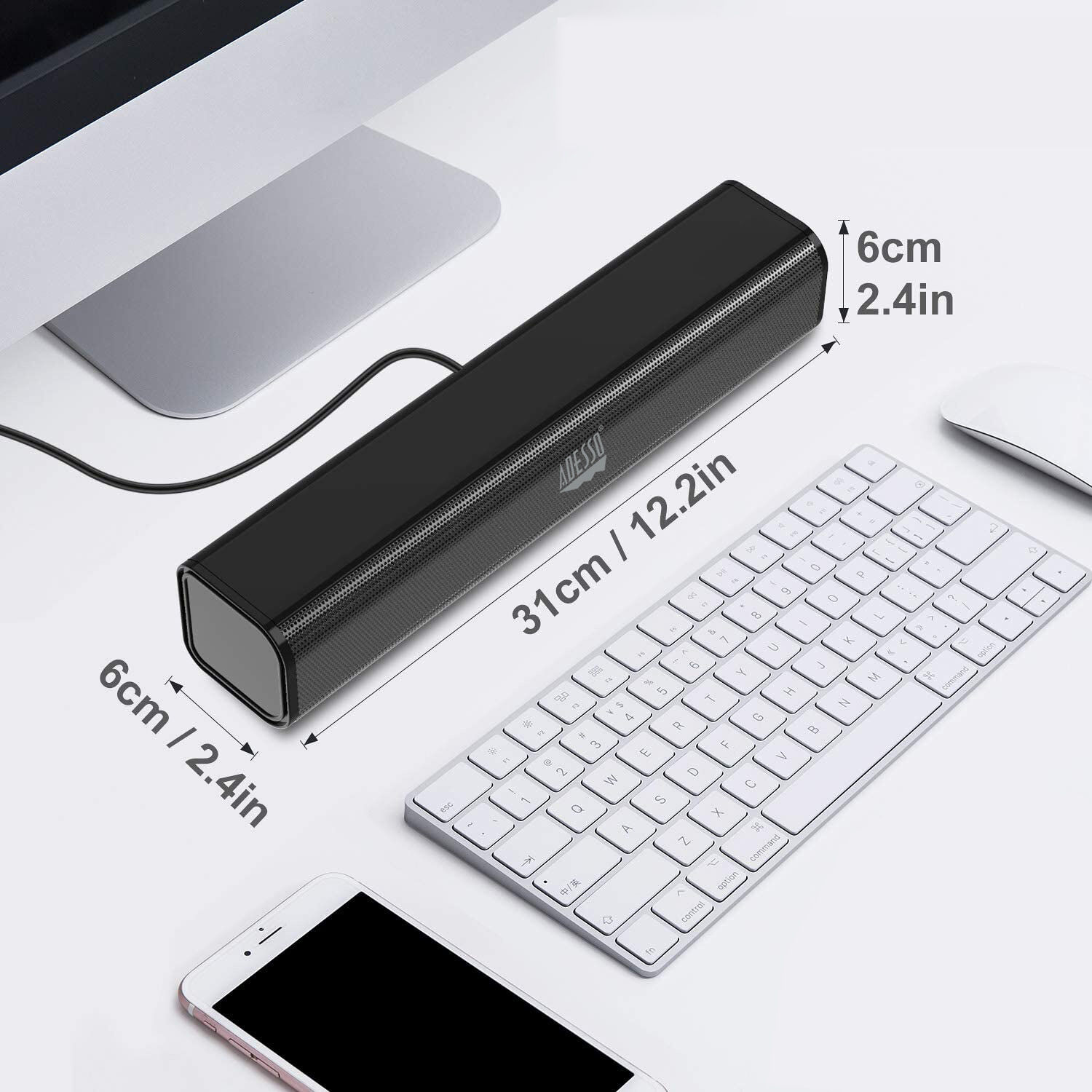 Adesso Xtream S5 USB multimedia soundbar for desktop stereo audio — view 6