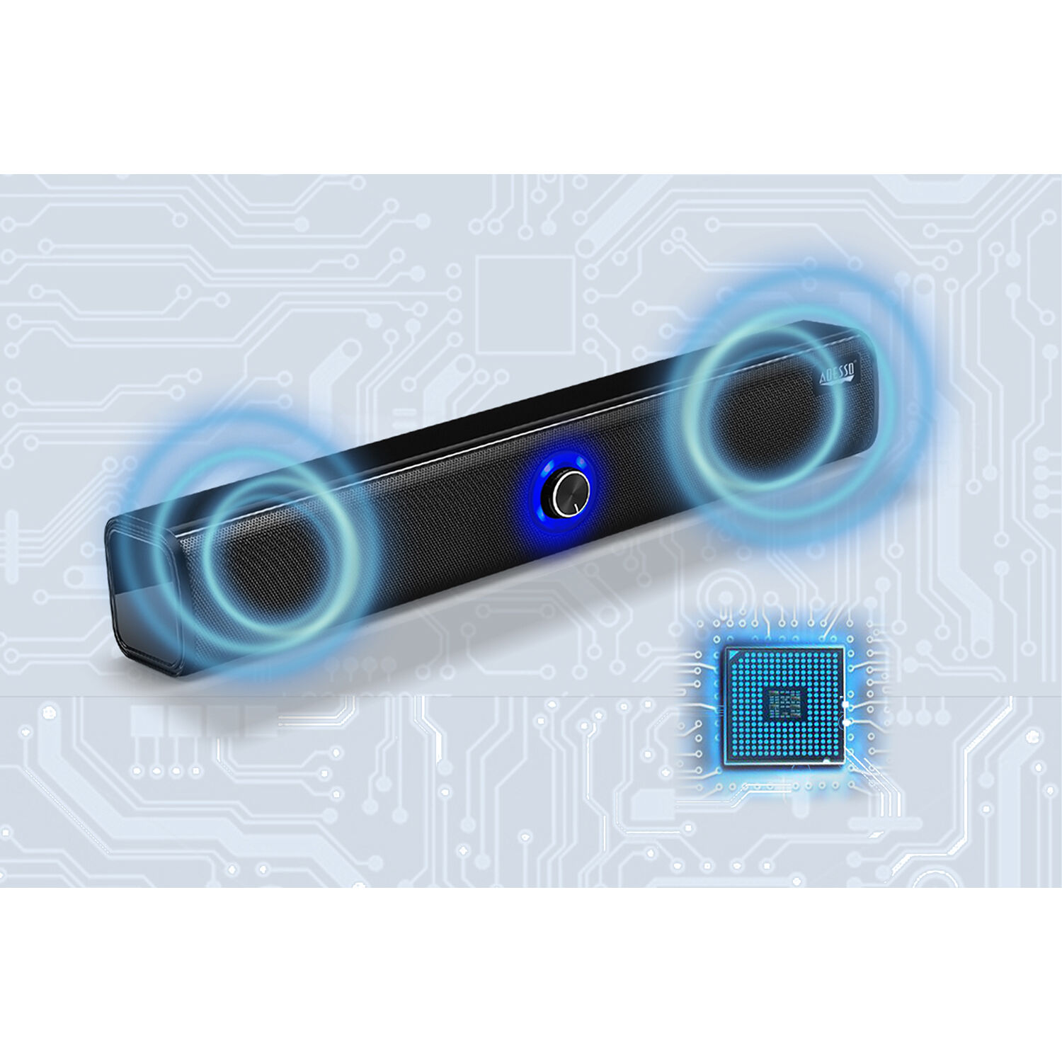 Adesso XTREAMS6 Bluetooth multimedia soundbar with dual speakers for desktop audio — view 8