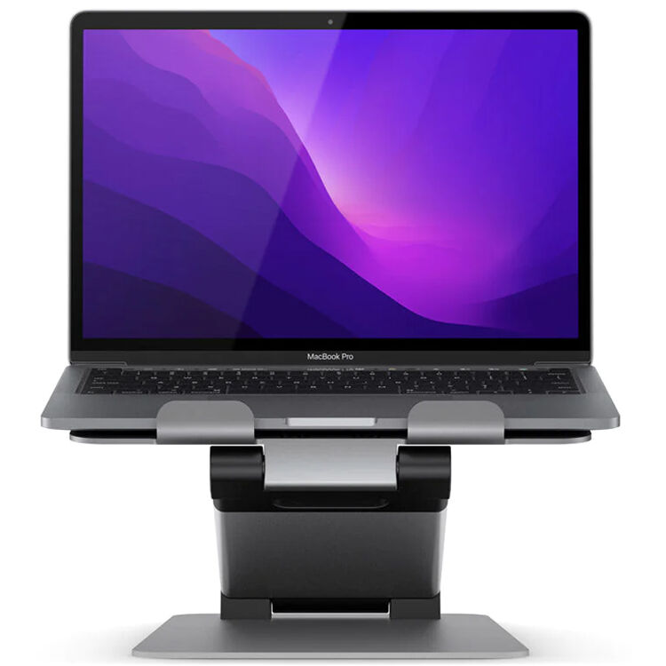 ALOGIC ElitePlus adjustable laptop riser in Space Grey with aluminum construction — view 2