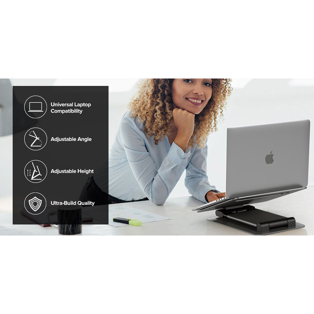 ALOGIC ElitePlus adjustable laptop riser in Space Grey with aluminum construction — view 6