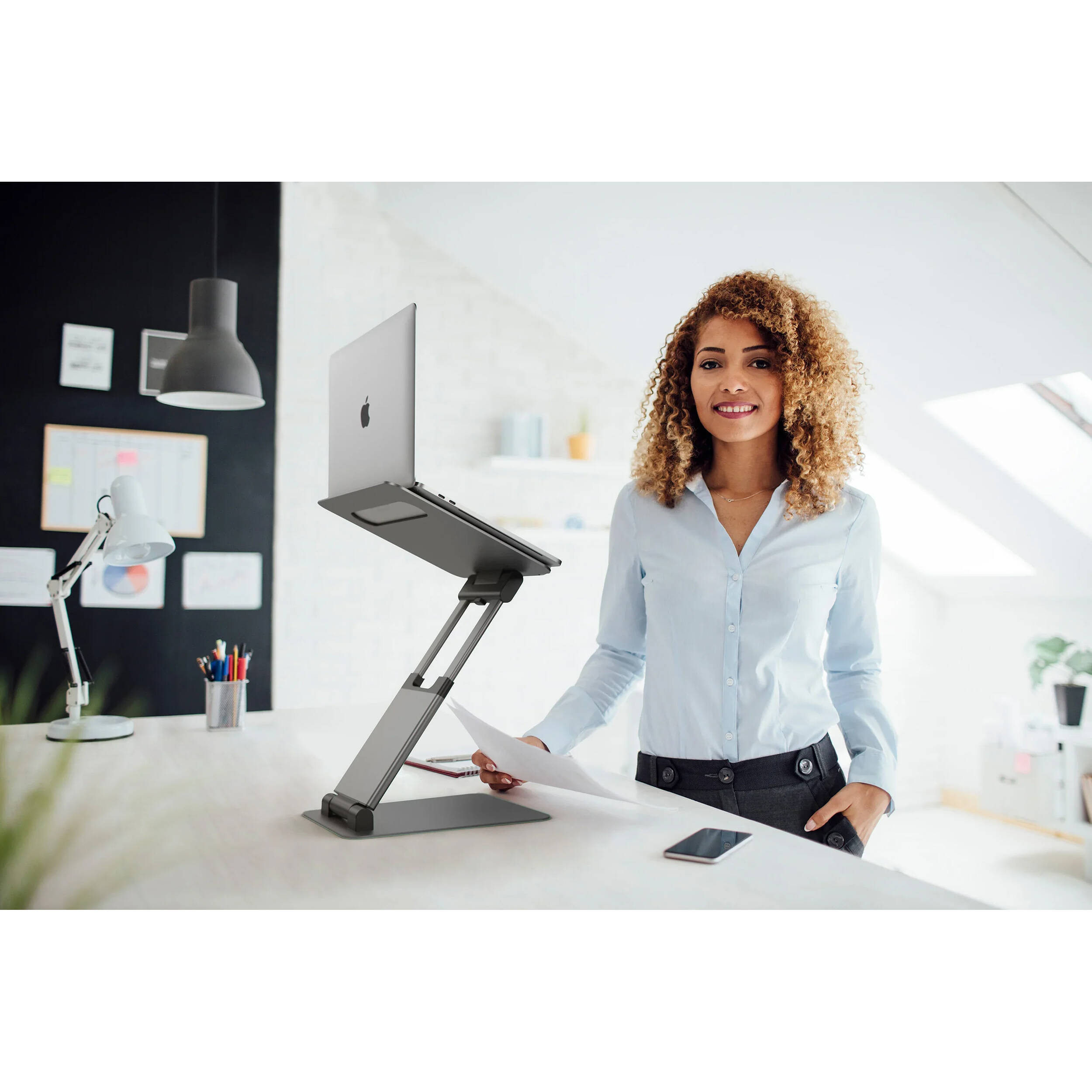 ALOGIC ElitePlus adjustable laptop riser in Space Grey with aluminum construction — view 7