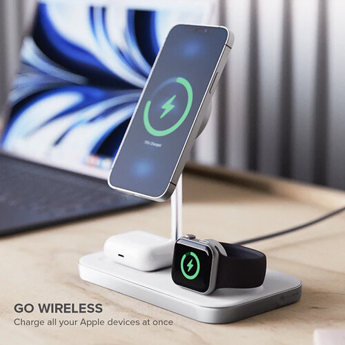 ALOGIC MAGSPEED 3-in-1 wireless 15W charging station in black for phone, earbuds, and watch charging — view 4