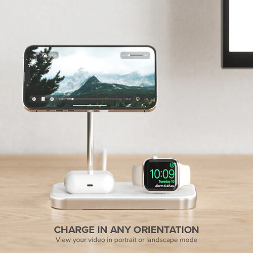 ALOGIC MAGSPEED 3-in-1 wireless 15W charging station in black for phone, earbuds, and watch charging — view 5