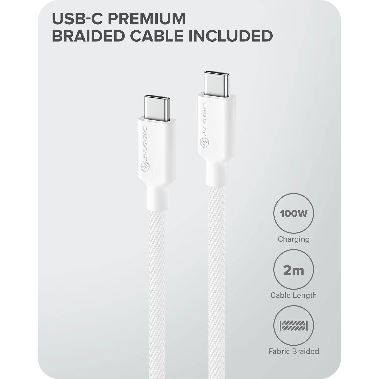 ALOGIC 65 W GaN charger with included 2 m USB-C charging cable — view 7