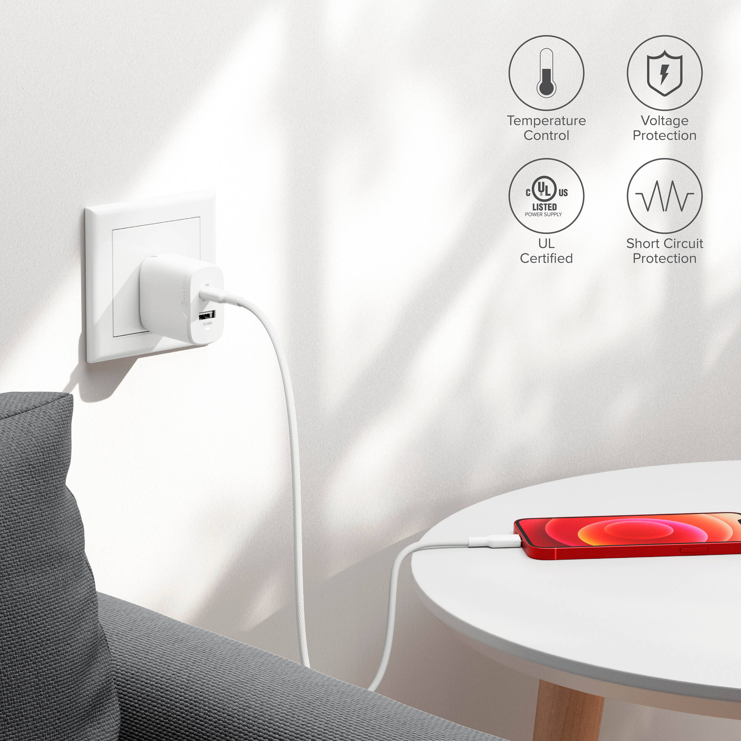 ALOGIC 2X32 Rapid Power 32W GaN wall charger with dual USB-C ports — view 8