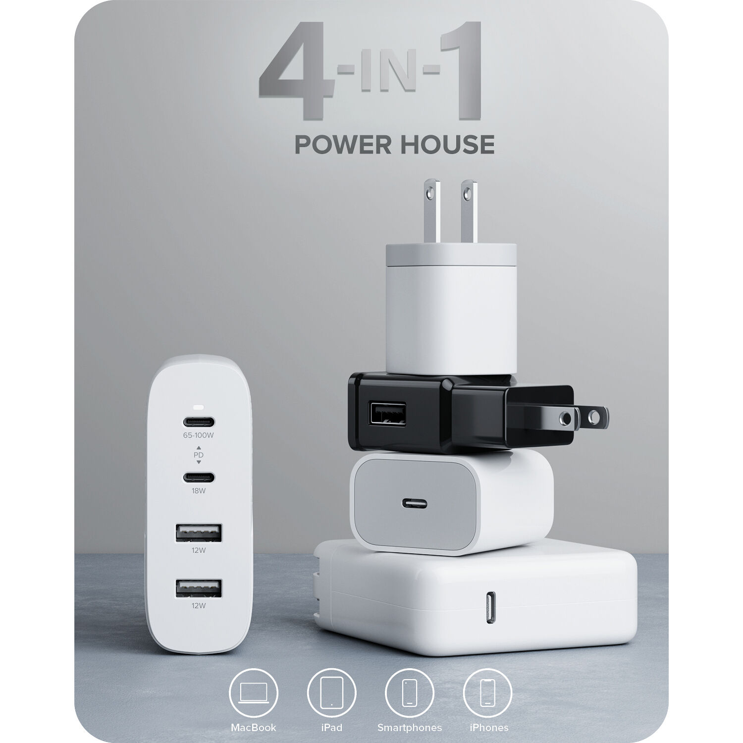 ALOGIC 4X100 Rapid Power 4-port 100 W GaN charger with USB-C charging — view 11