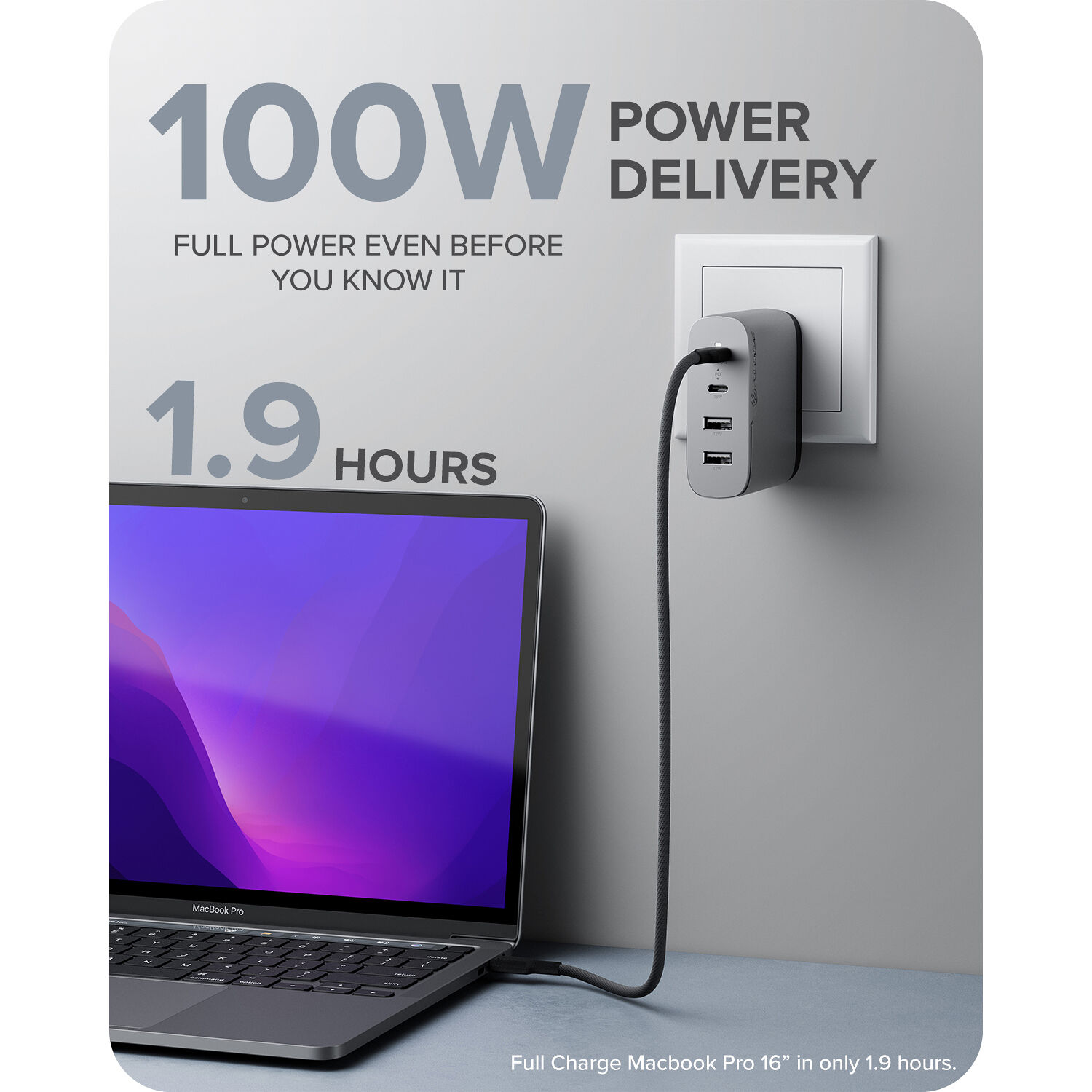 ALOGIC 4X100 Rapid Power 4-port 100W GaN charger in space grey — view 10