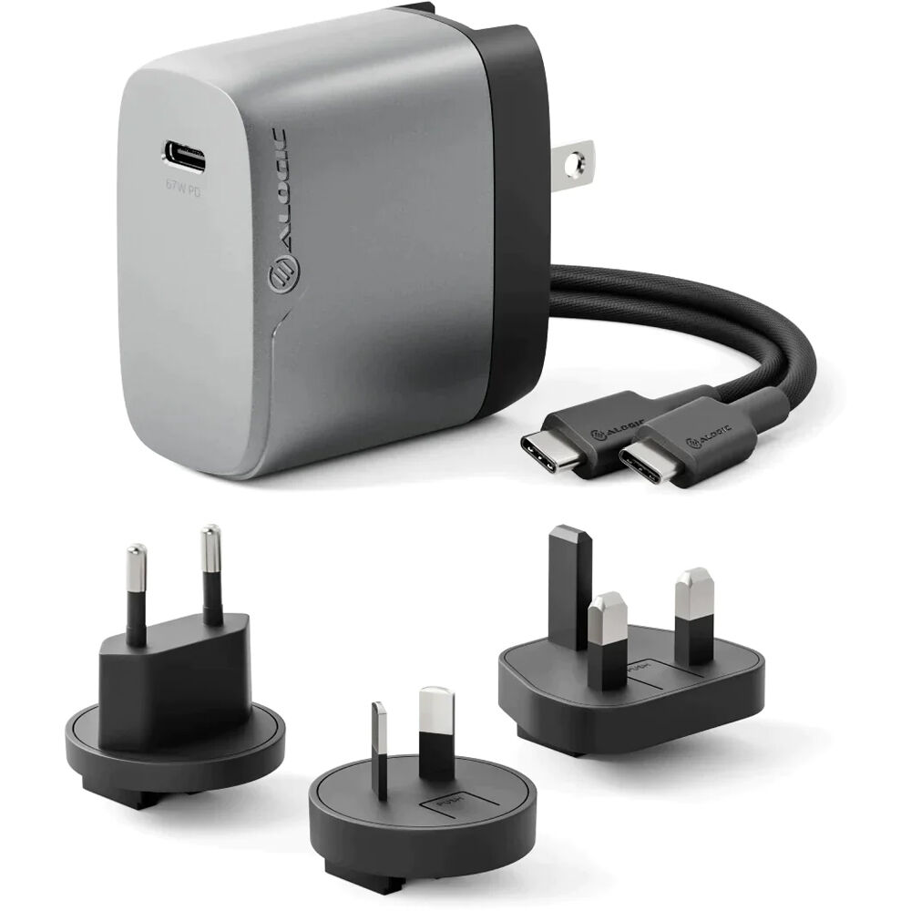 ALOGIC 1X67 67W multi-country GaN charger in space grey — view 3