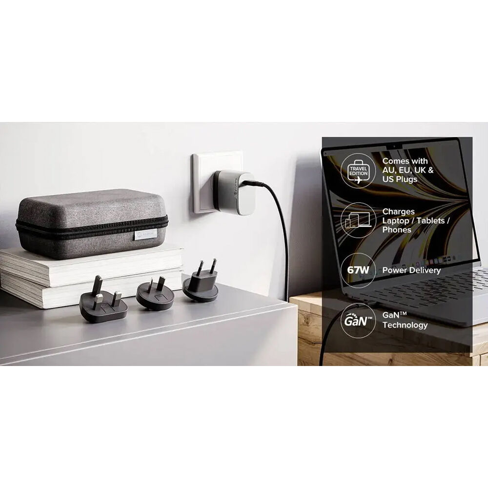 ALOGIC 1X67 67W multi-country GaN charger in space grey — view 7