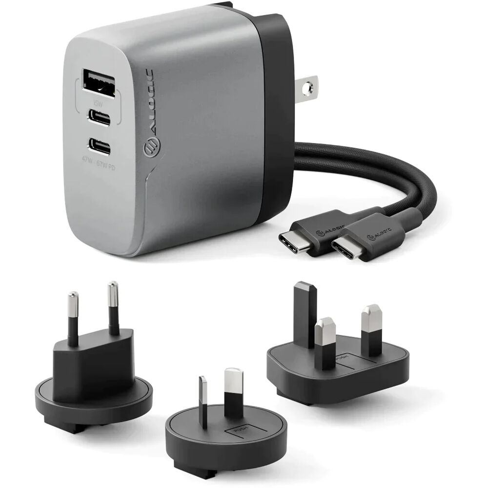 ALOGIC WCM3X67-SGR 67W multi-country GaN wall charger in space grey — view 4
