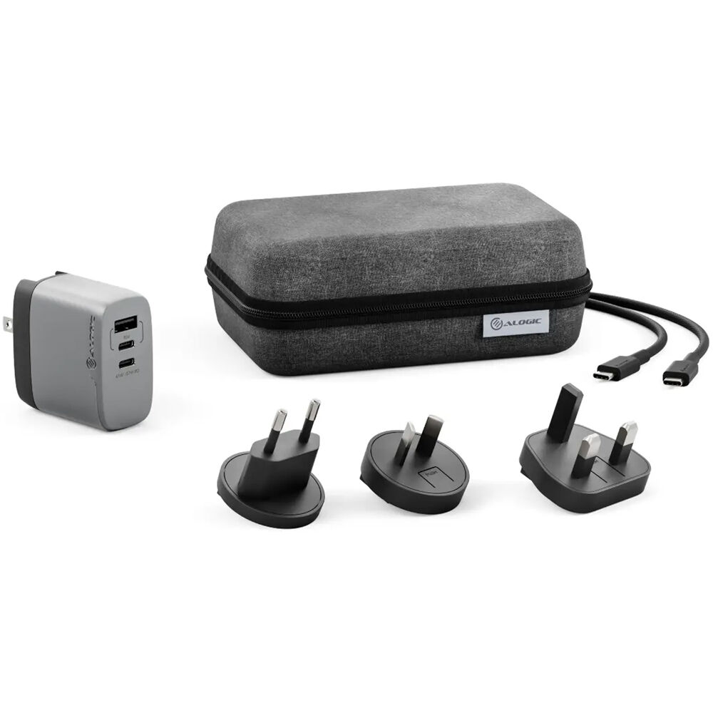 ALOGIC WCM3X67-SGR 67W multi-country GaN wall charger in space grey — view 7