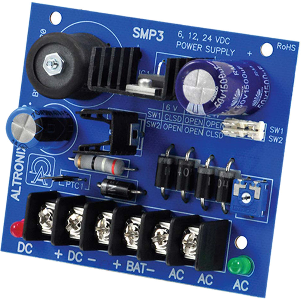 Power Supply Charger, Single Output, 6/12/24vdc @ 2.5a, 24/28vac, Board