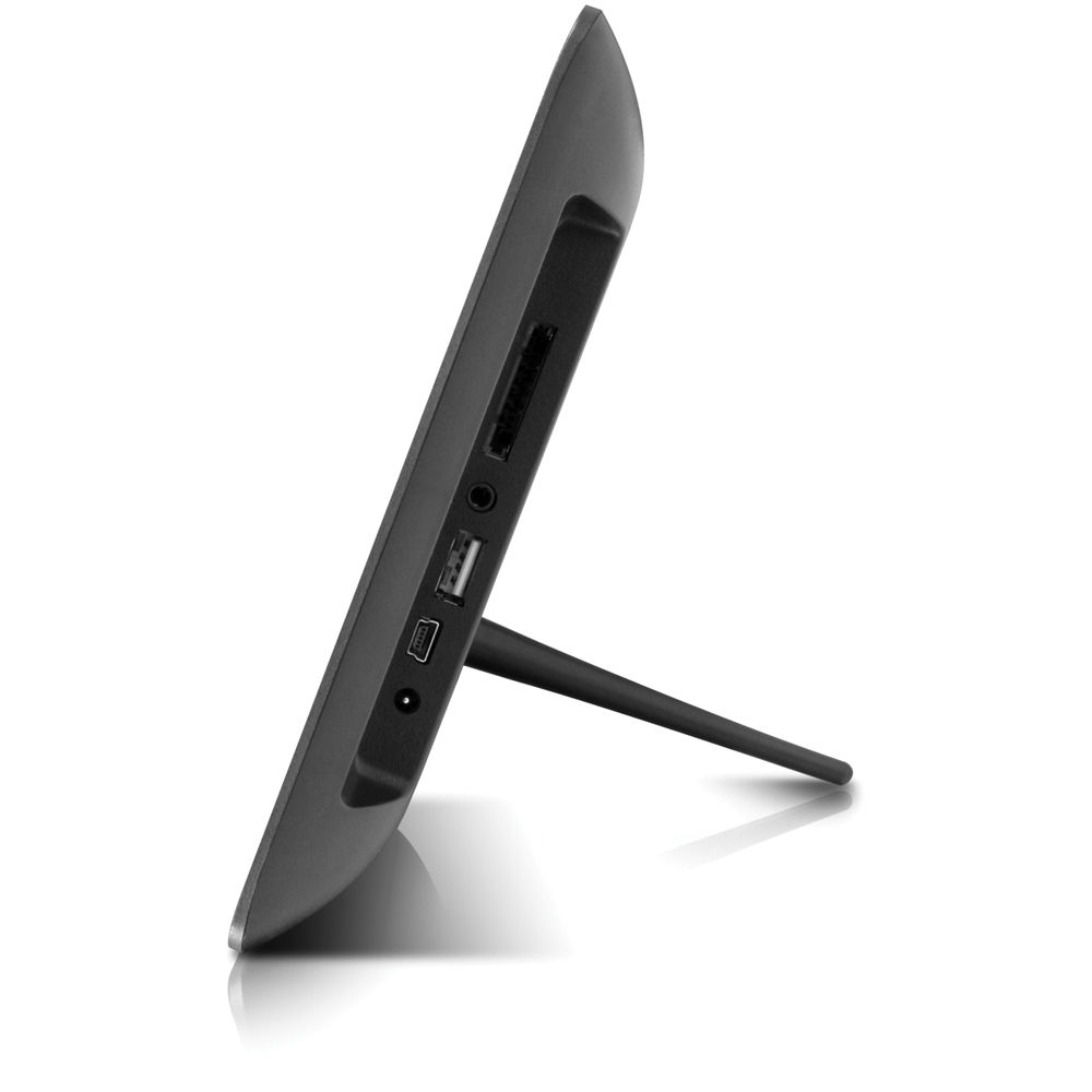 Aluratek 8 inch hi-res digital photo frame on a desktop — view 2