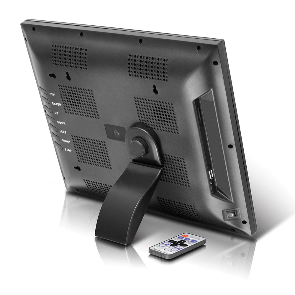 Aluratek 15-inch hi-res digital photo frame with 4 GB memory for office or home display — view 3
