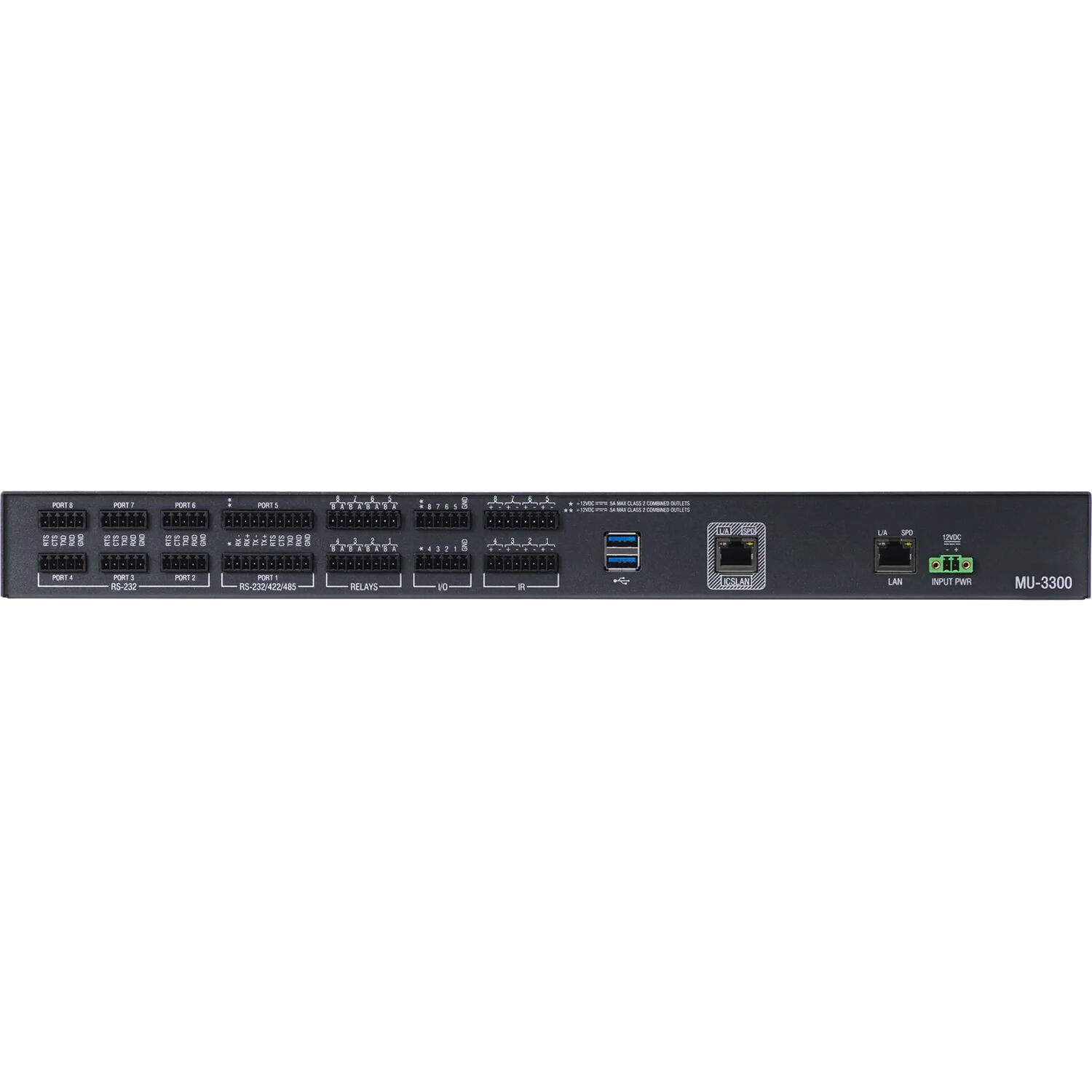 Harman AMX MU-3300 MUSE control system with 8 serial, 8 IR, 8 I/O, and 8 relay ports — view 2