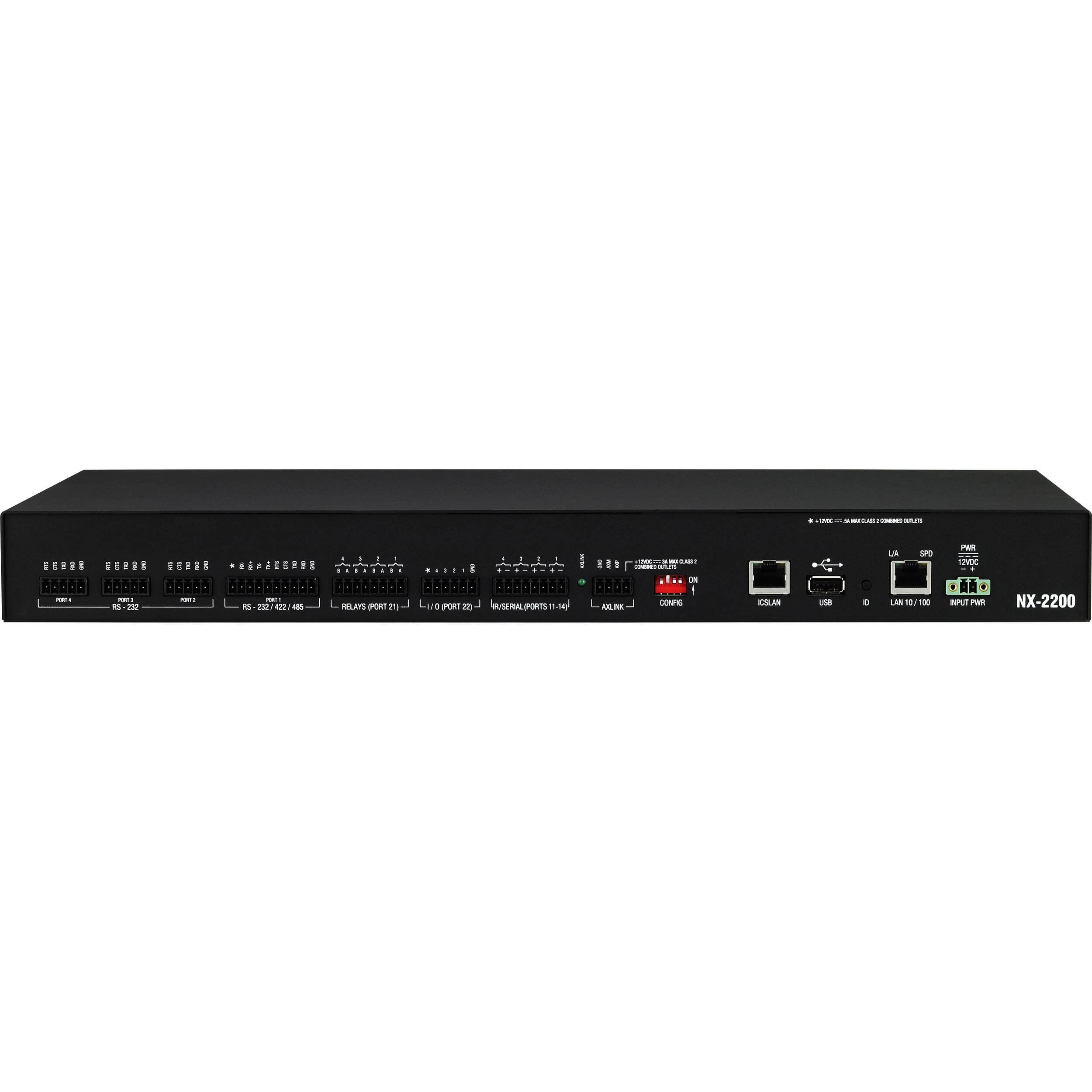 AMX NX-2200 NetLinx NX integrated controller with dual NICs and multiple control ports — view 6