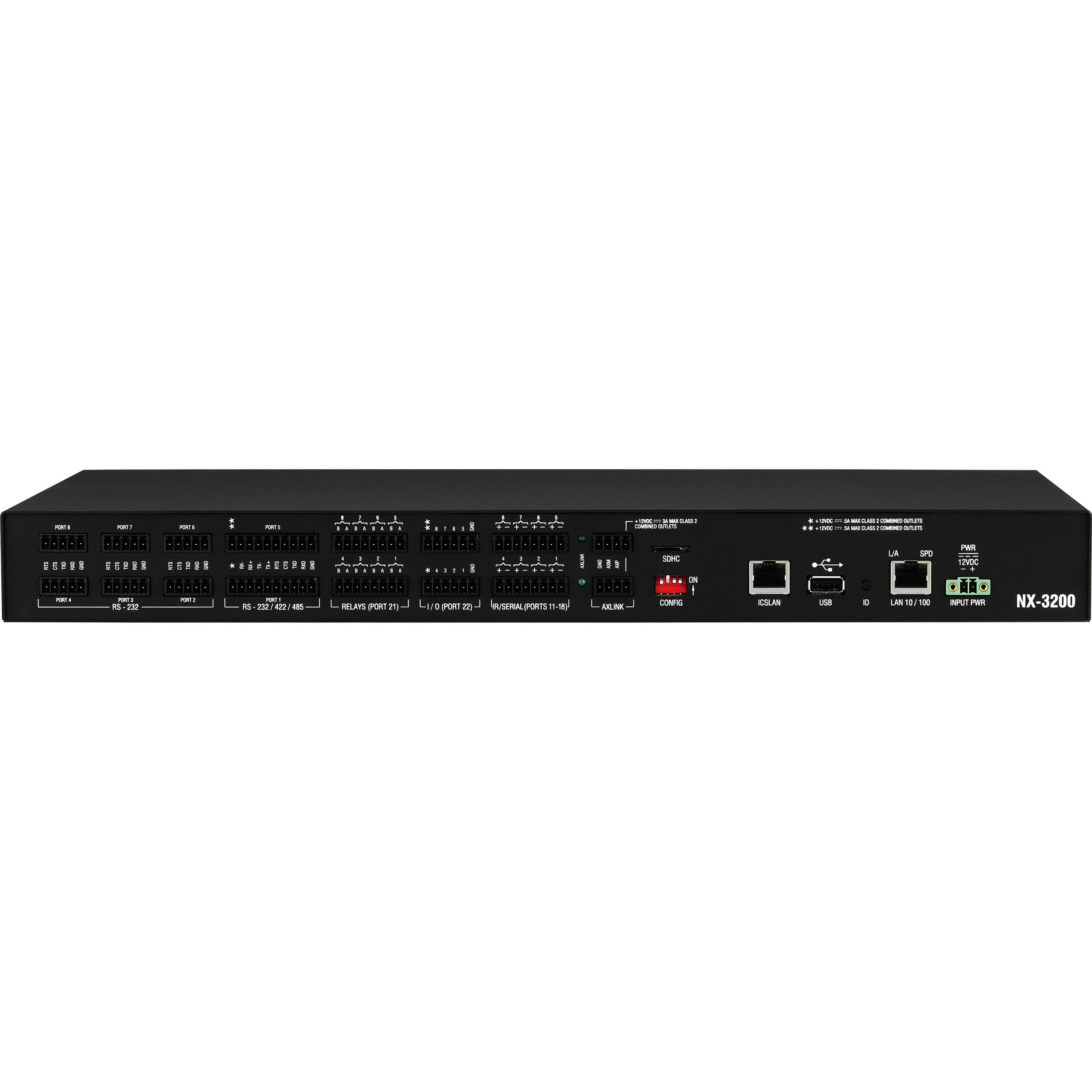 AMX NX 3200 NetLinx NX integrated controller with dual NIC and multiple serial, IR, I/O, and relay ports — view 6