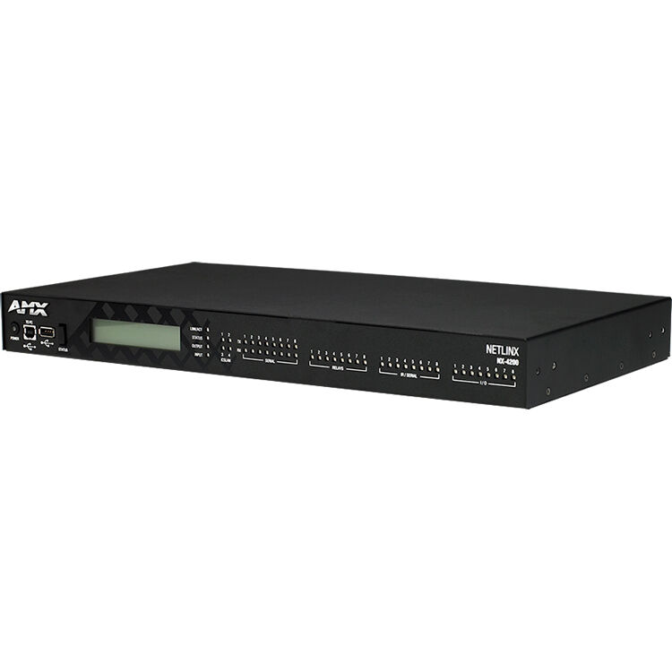 AMX NX-4200 NetLinx NX integrated controller with 8 serial ports, 8 IR ports, and dual NIC — view 4