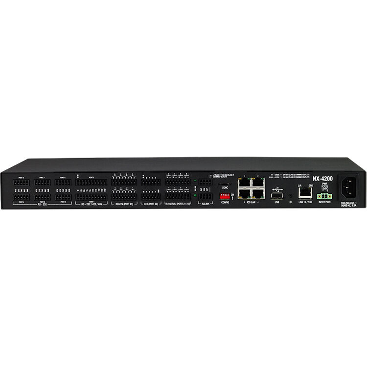 AMX NX-4200 NetLinx NX integrated controller with 8 serial ports, 8 IR ports, and dual NIC — view 6