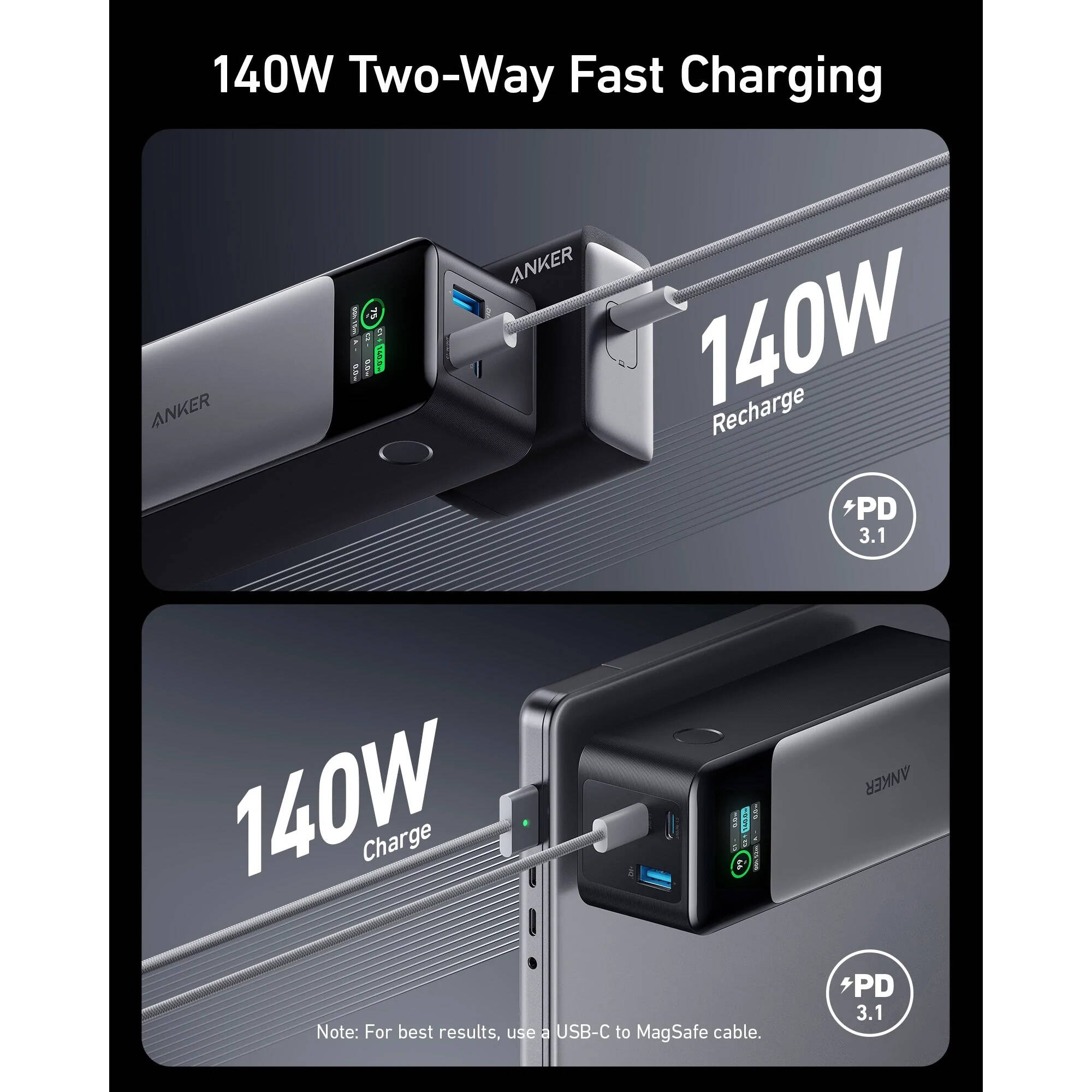 Anker 737 Power Bank portable charger for USB-C mobile device charging — view 2