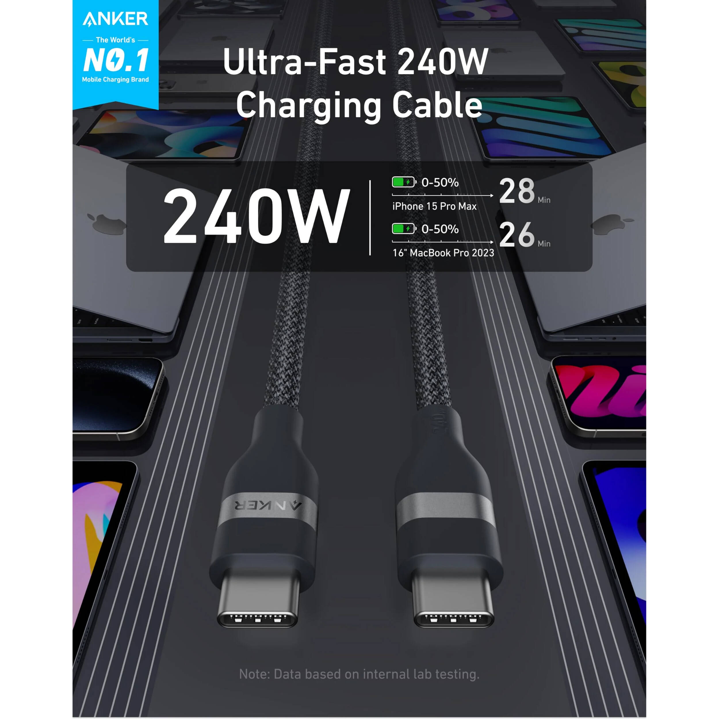 ANKER USB-C TO USB-C CABLE 3FT 240W ANKER (3FT 240W UPCYCLED-BRAIDED) — view 5