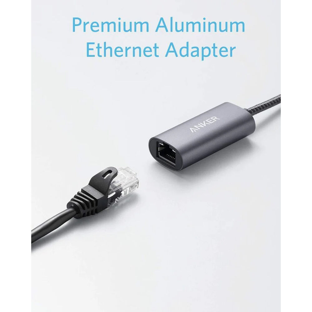 Anker USB-C to Ethernet adapter for adding wired network connectivity to a USB-C device — view 2