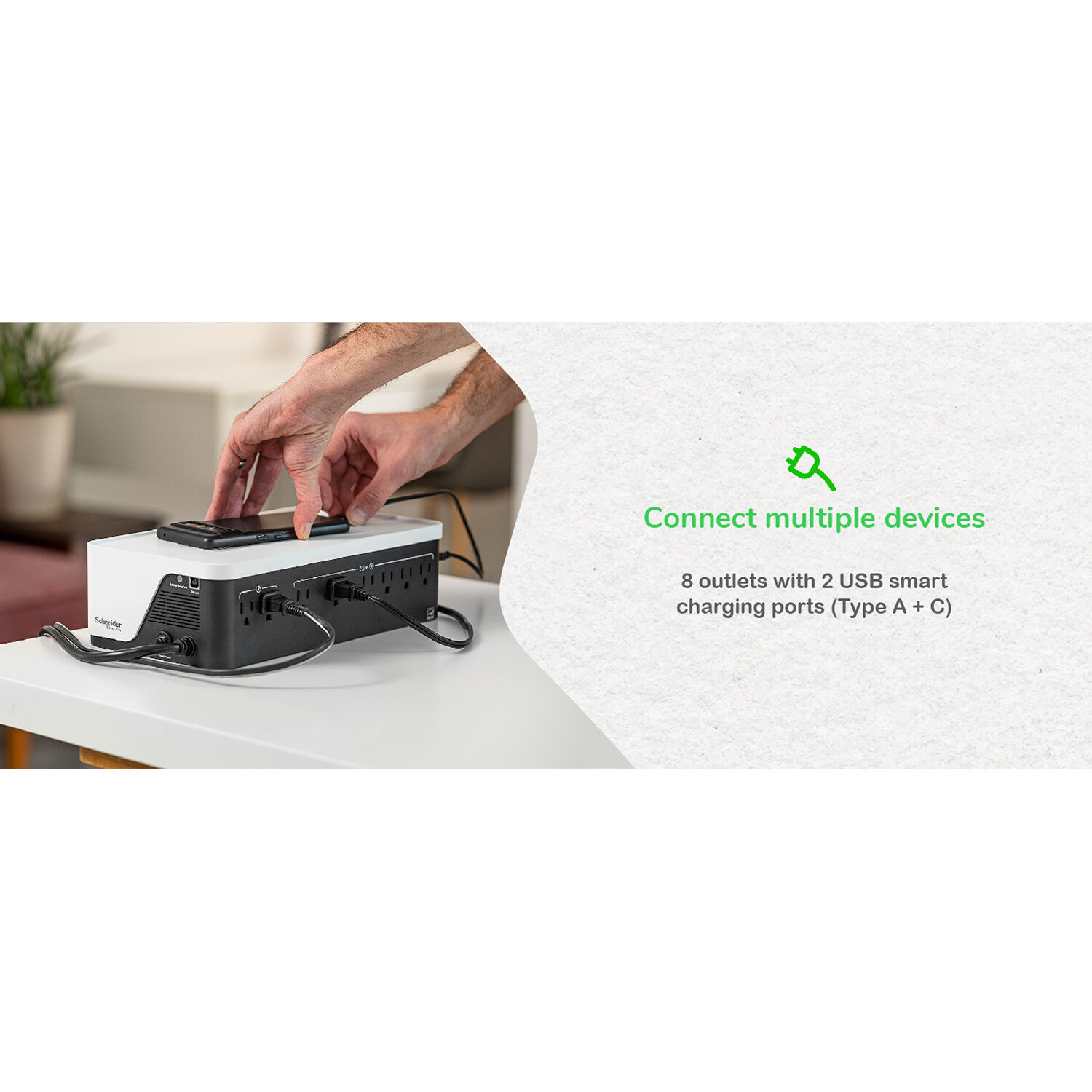 APC Back-UPS BE1050G3 desktop UPS with 8 outlets and 120 V battery backup — view 17