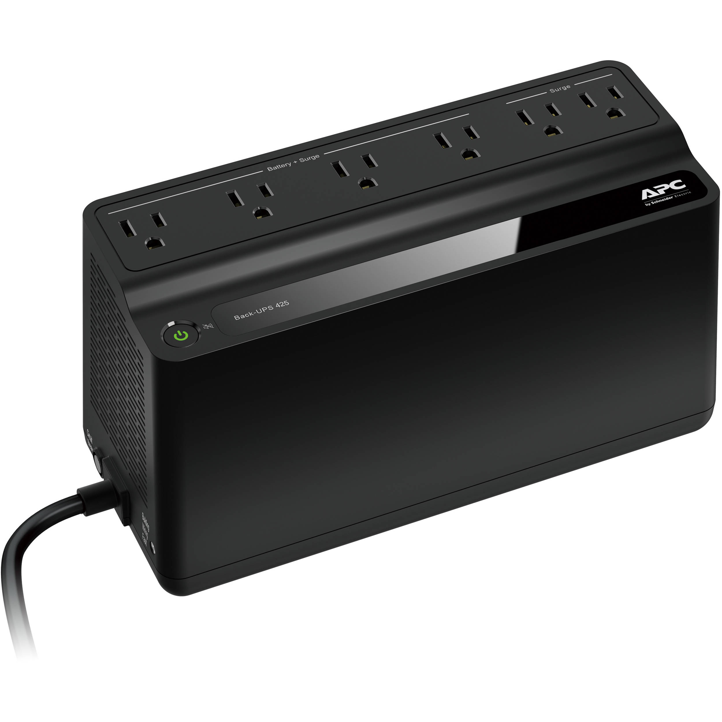 APC Back-UPS BE425M desktop UPS with 6 outlets and 425 VA capacity — view 2