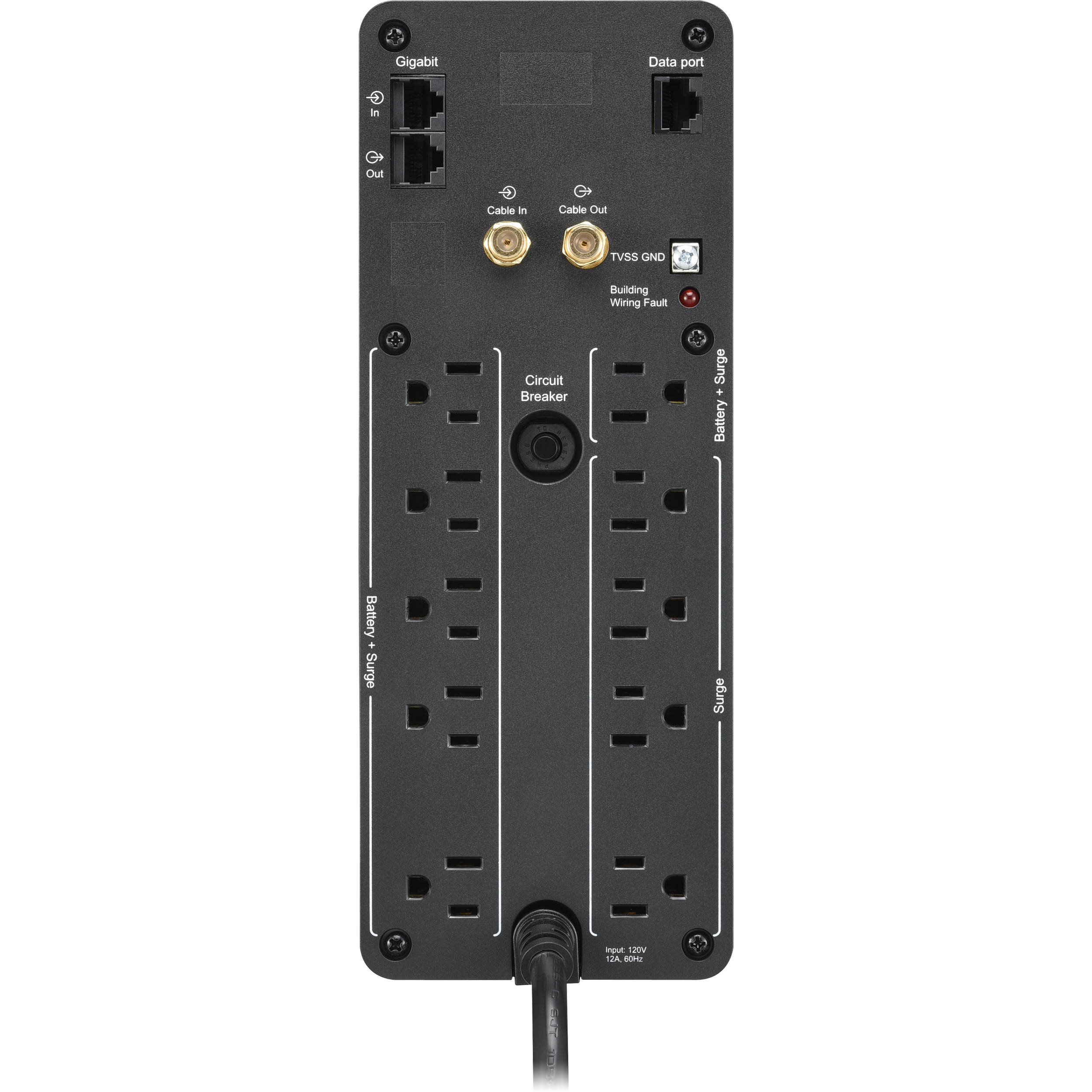 APC Back-UPS Pro BR 1000VA tower UPS with LCD display, 10 outlets, and USB charging ports — view 4