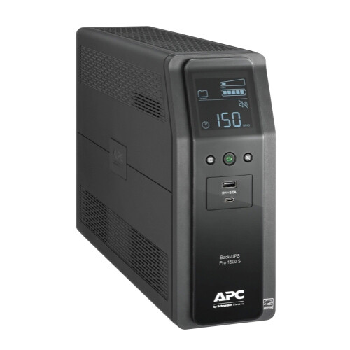 APC Back-UPS Pro BR1500MS2 desktop UPS with 1,500 VA capacity, LCD, and 10 outlets — view 2