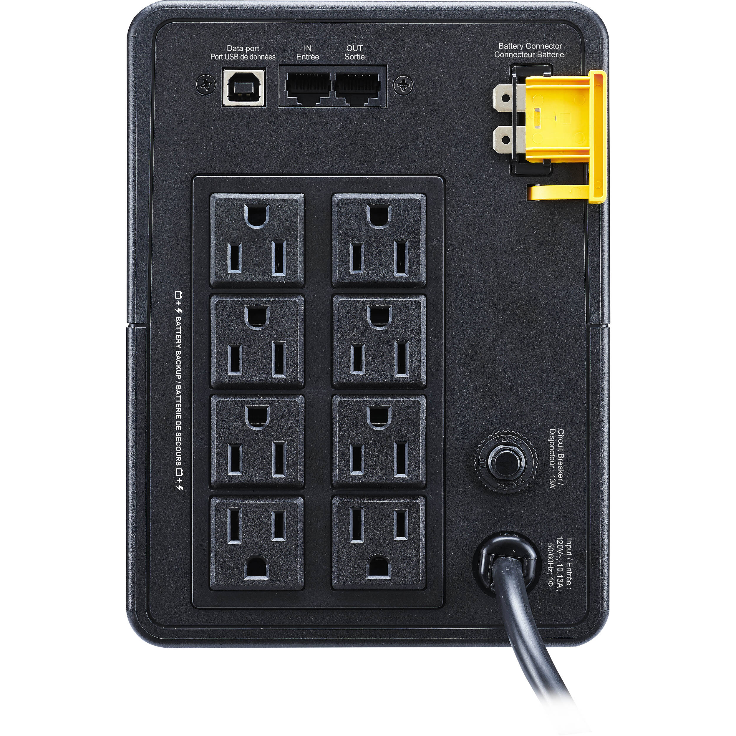 APC Back-UPS 1200VA tower UPS with 8 NEMA 5-15R outlets for desktop and network backup — view 3